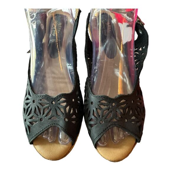 Spring Step Footsie Women's Slingback 3" Wedge Sandals in black size 41 9.5-10 - Picture 10 of 15